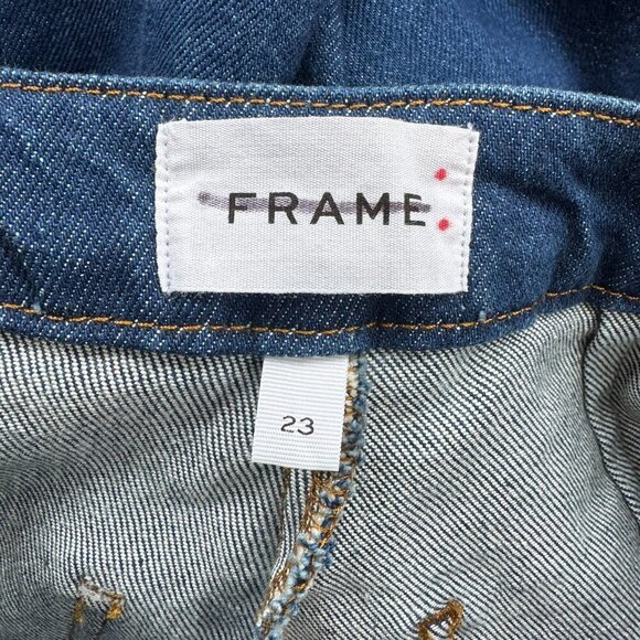 Frame Sailor Snap High Rise Wide Leg Jeans Denim Dark Wash Blue Adele - Picture 10 of 14